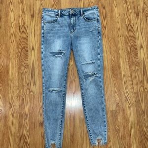 American Eagle Distressed Jeggings Jeans Next Level Stretch Size 12